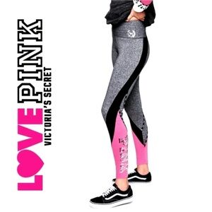 PINK Victoria's Secret Black and Gray bling Yoga Leggings L